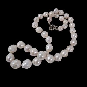 Vintage pearl necklace with genuine Edison pearls high luster PS501 P171  -1Q